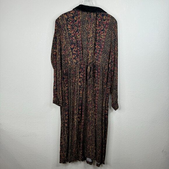 More Jazz Women Floral Print Button Up Shirt Dress Long Sleeve Size 16 Boho Core - Picture 2 of 11
